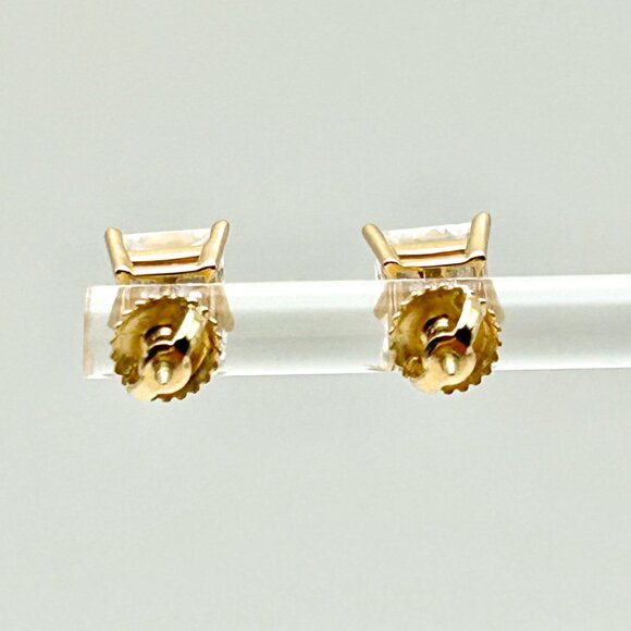 Certified 3 CTW Princess Cut Lab Created Diamond Studs 14K Solid Gold - Picture 3 of 9